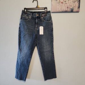 NWT EXPRESS High Rise Raw Hem Flexx Straight Ankle Jeans Women's S Short